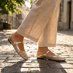 Women's Mary Jane Mules Woven Square Toe Slip On Flats