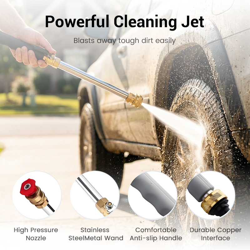 Hydro Jet Power Washer Wand High Pressure Metal Spray Gun 3 Nozzles - Image 2