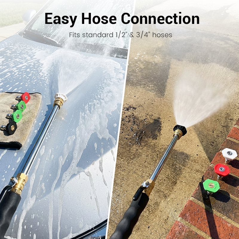 Hydro Jet Power Washer Wand High Pressure Metal Spray Gun 3 Nozzles - Image 6