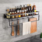 Kitchen Storage Shelf Wall-Mounted Organizer with Towel Holder