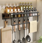 Kitchen Storage Shelf Wall-Mounted Organizer with Towel Holder