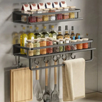 Kitchen Storage Shelf Wall-Mounted Organizer with Towel Holder