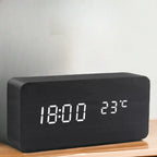 LED Smart Alarm Clock | Modern Voice-Controlled Wooden Design - Image 2