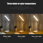 USB Rechargeable Desk Lamp Flexible Arm with Dimmable Multi-Color Lighting