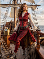 4 Piece Pirate Costume Steampunk - Image 11