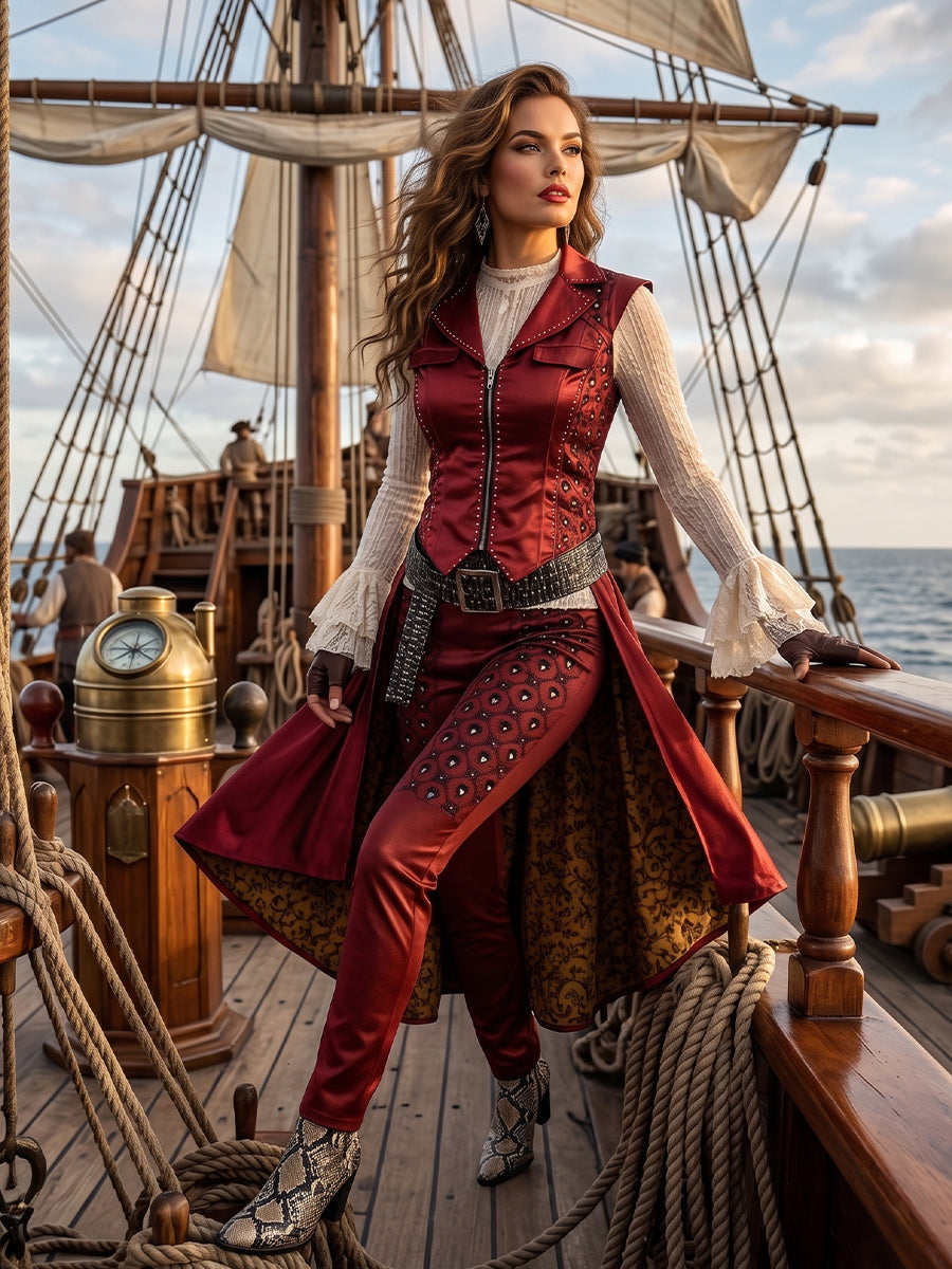 4 Piece Pirate Costume Steampunk - Image 11
