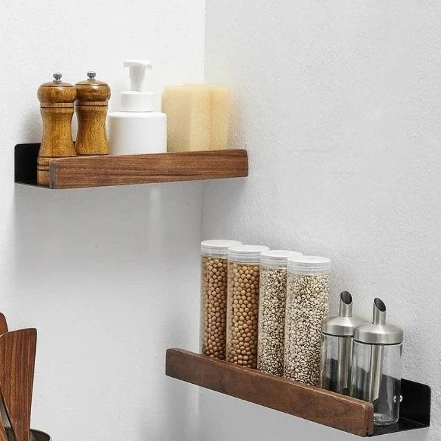 Natural Wood Floating Shelf Guardrail