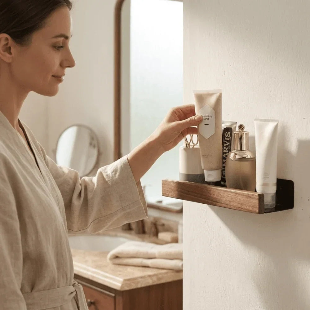 Natural Wood Floating Shelf Guardrail - Image 4