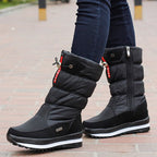 Quilted Mid Calf Waterproof Snow Boots Side Zipper - Image 4