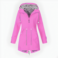 Womens Hooded Waterproof Rain Jacket Drawstring Waist