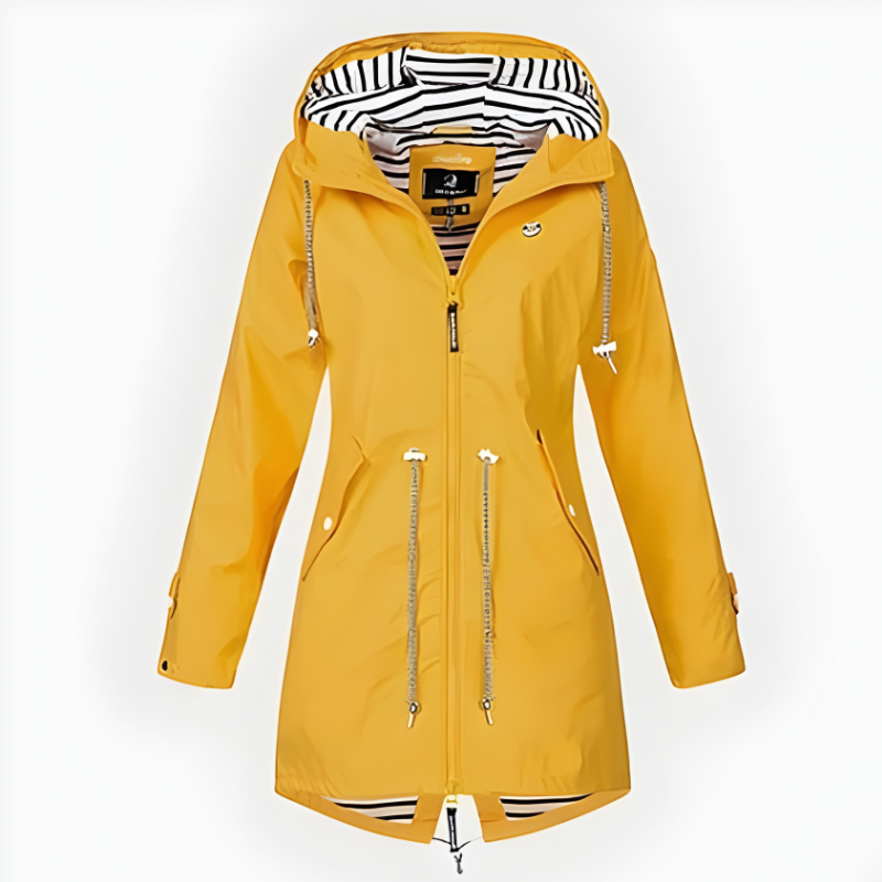 Womens Hooded Waterproof Rain Jacket Drawstring Waist - Image 4