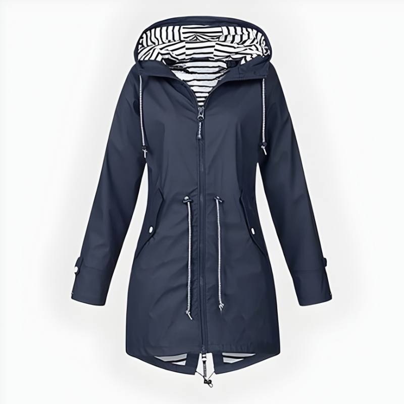 Womens Hooded Waterproof Rain Jacket Drawstring Waist - Image 5