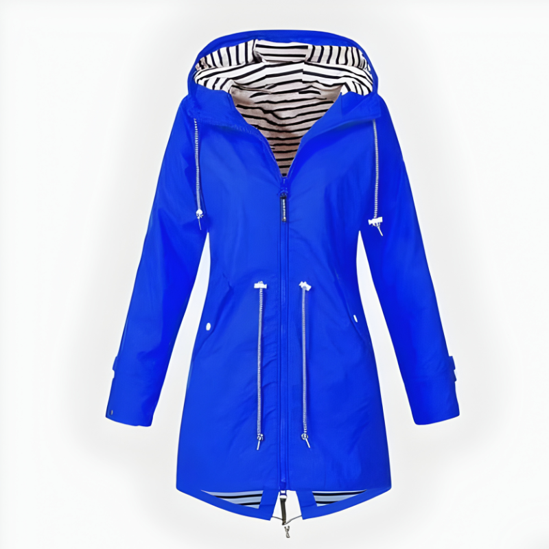Womens Hooded Waterproof Rain Jacket Drawstring Waist - Image 6