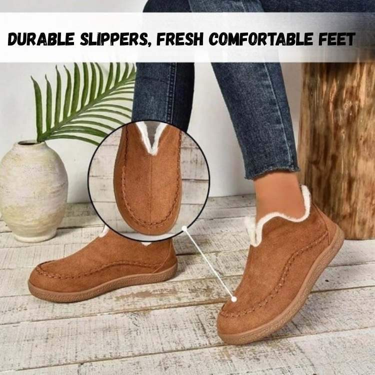 Fleece Lined Womens Slipper Booties Arch Support - Image 2