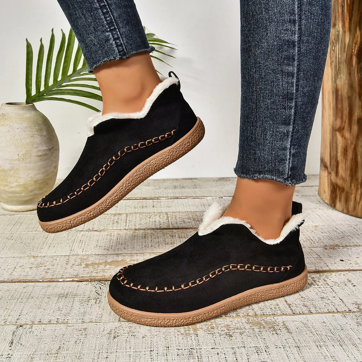 Fleece Lined Womens Slipper Booties Arch Support - Image 5
