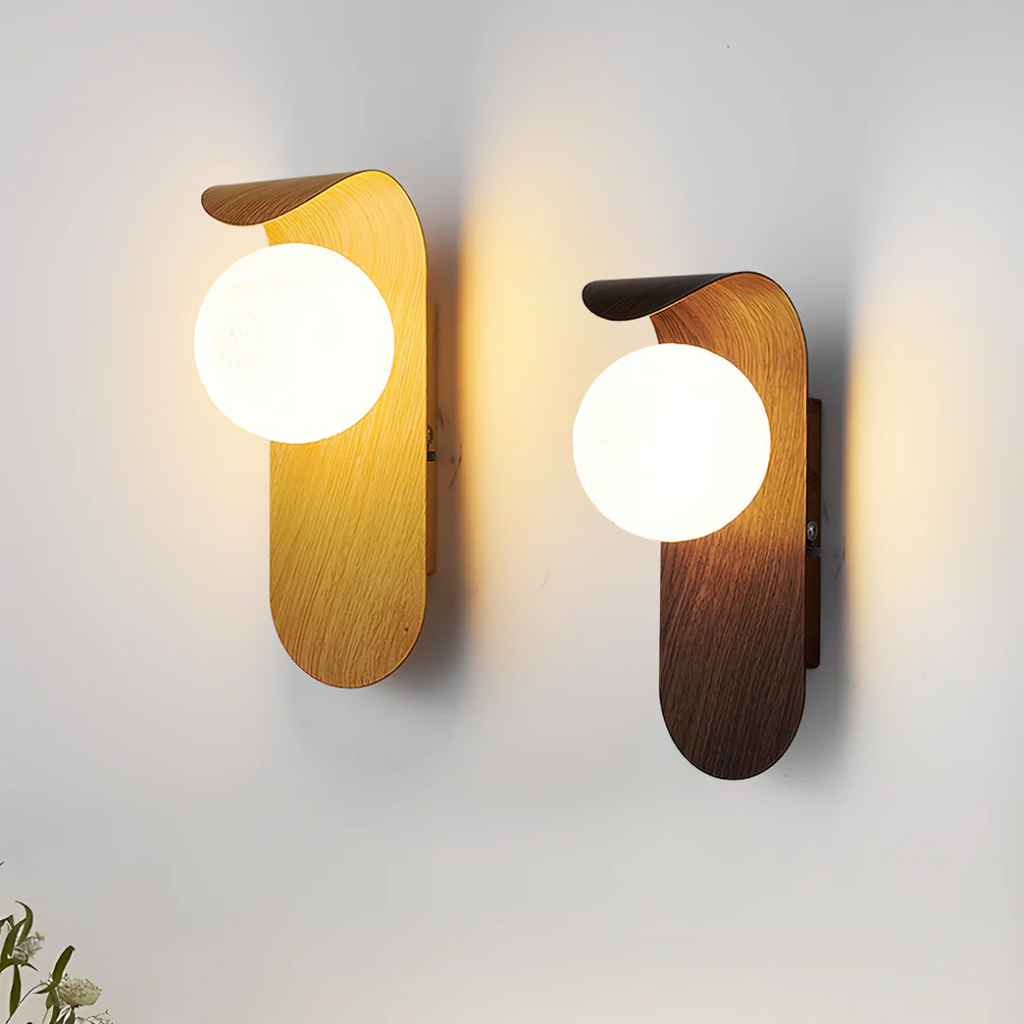 Naoren – Wood Effect Spherical LED Wall Light - Image 8