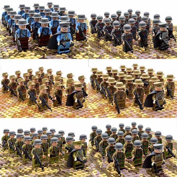 21‑Piece WWII Army Soldier Building Block Set