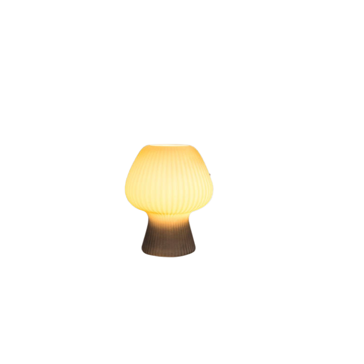 Vintage Bedside Table Lamp Ribbed Glass Mushroom Dimmable Nightstand Light - Image 8