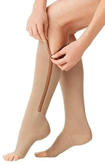 Open Toe Knee High Zipper Compression Socks Graduated Support - Image 11