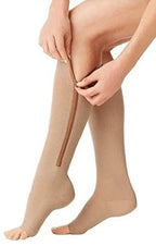 Open Toe Knee High Zipper Compression Socks Graduated Support - Image 11
