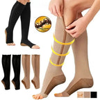 Open Toe Knee High Zipper Compression Socks Graduated Support - Image 8